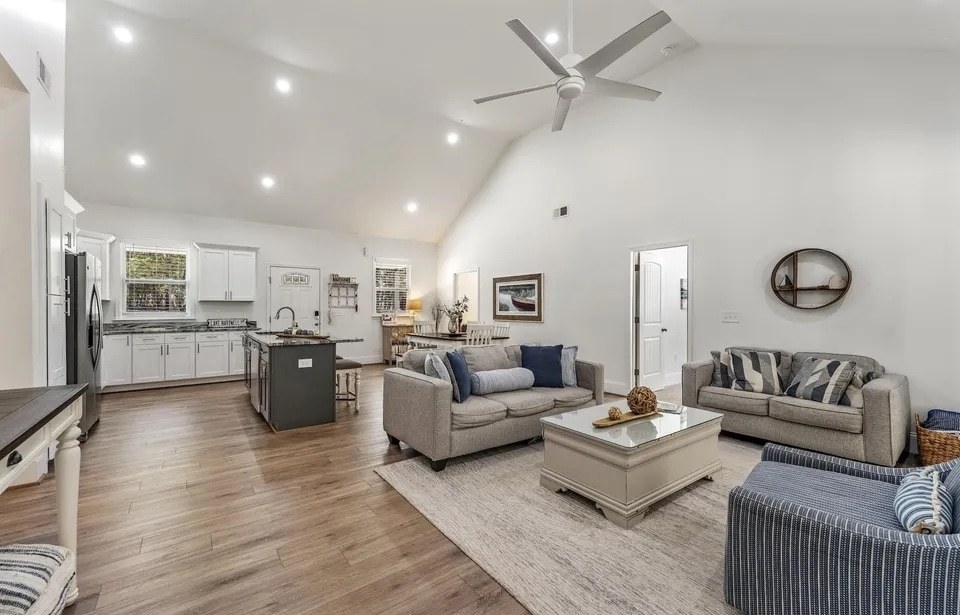 Open living room and kitchen
